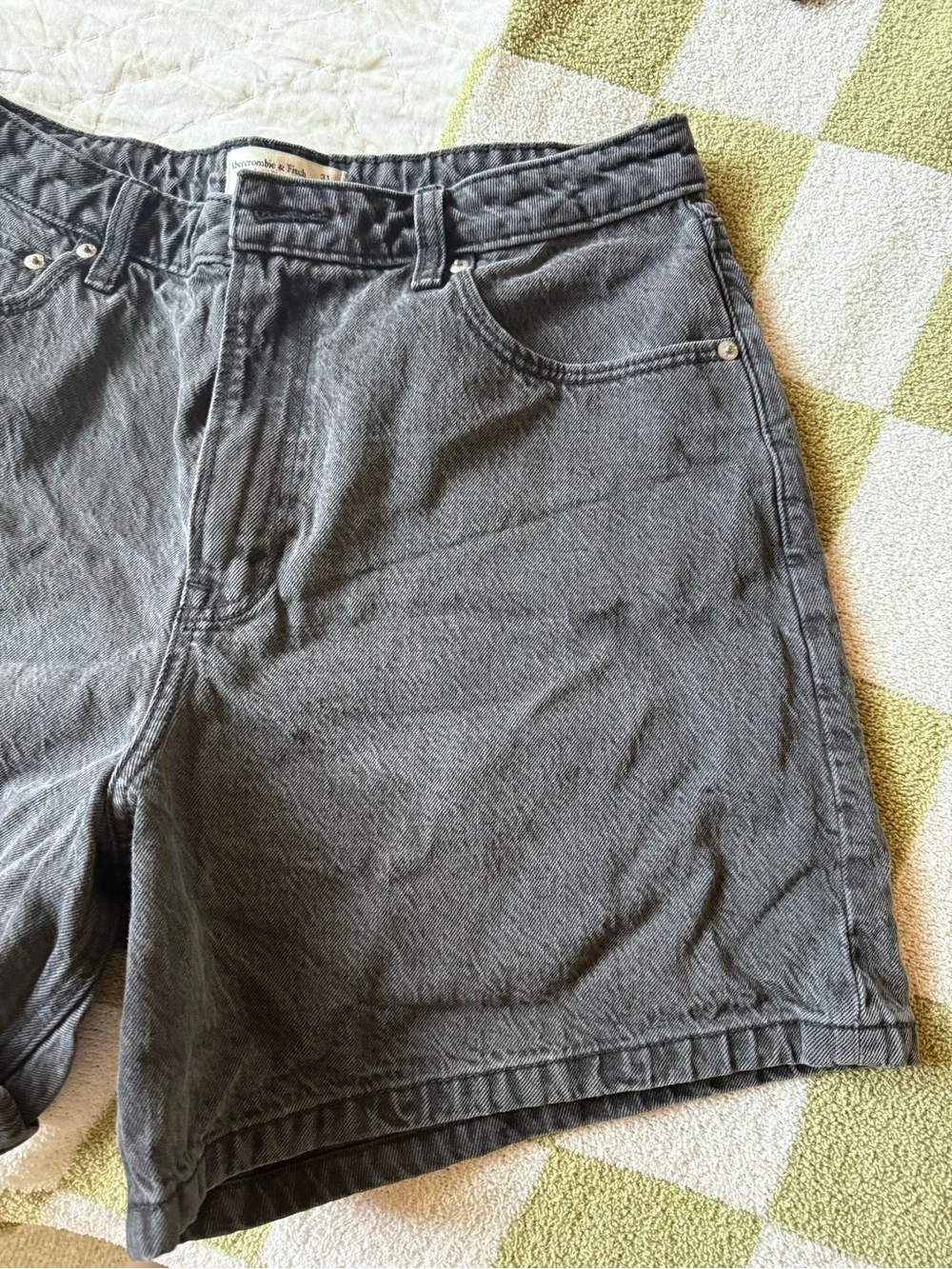 Charcoal Gray High Rise Denim Shorts